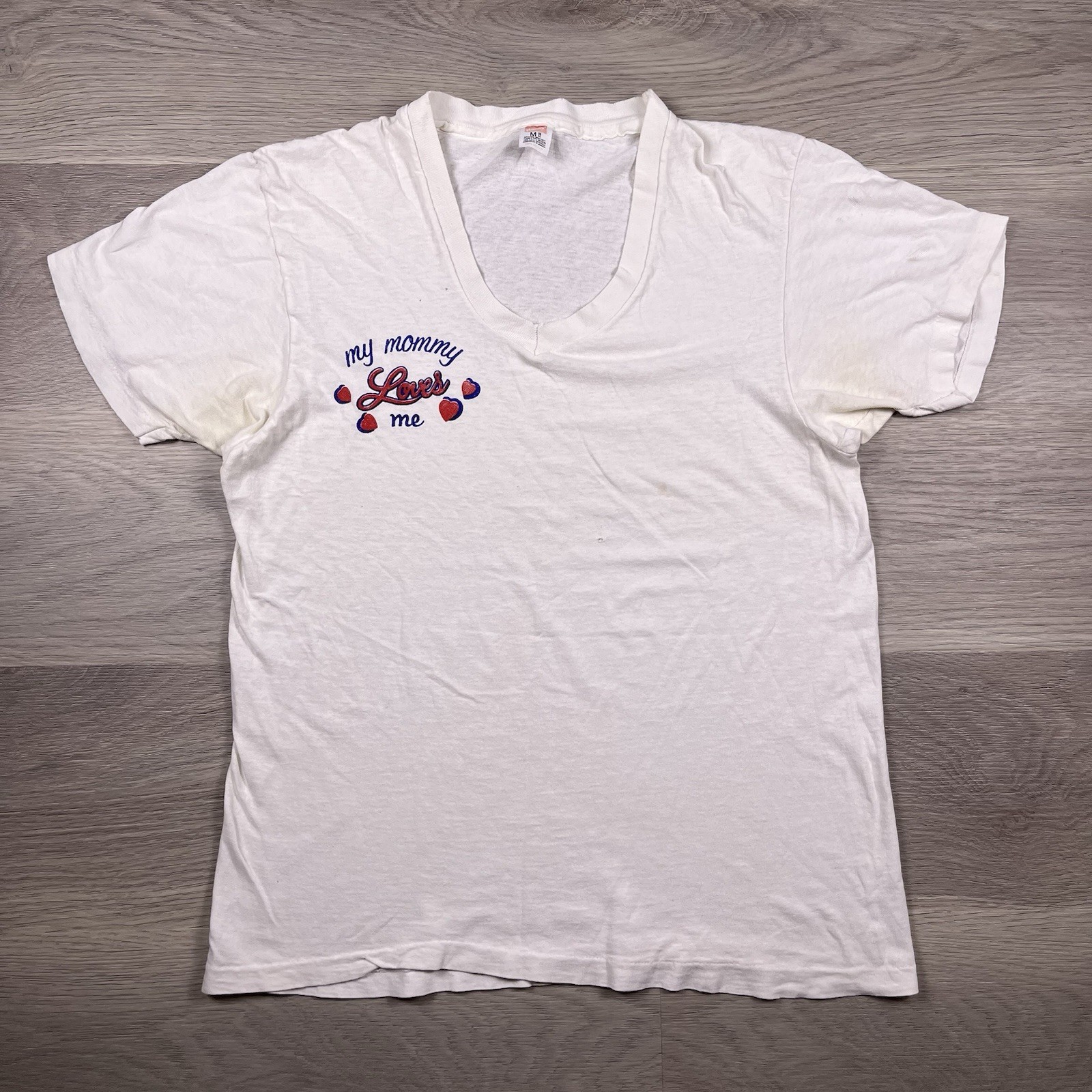 Vintage 80s White I Love My Mommy Faded T-Shirt Size M Mens Vintage 80s White I Love My Mommy Faded T-Shirt Size M Mens