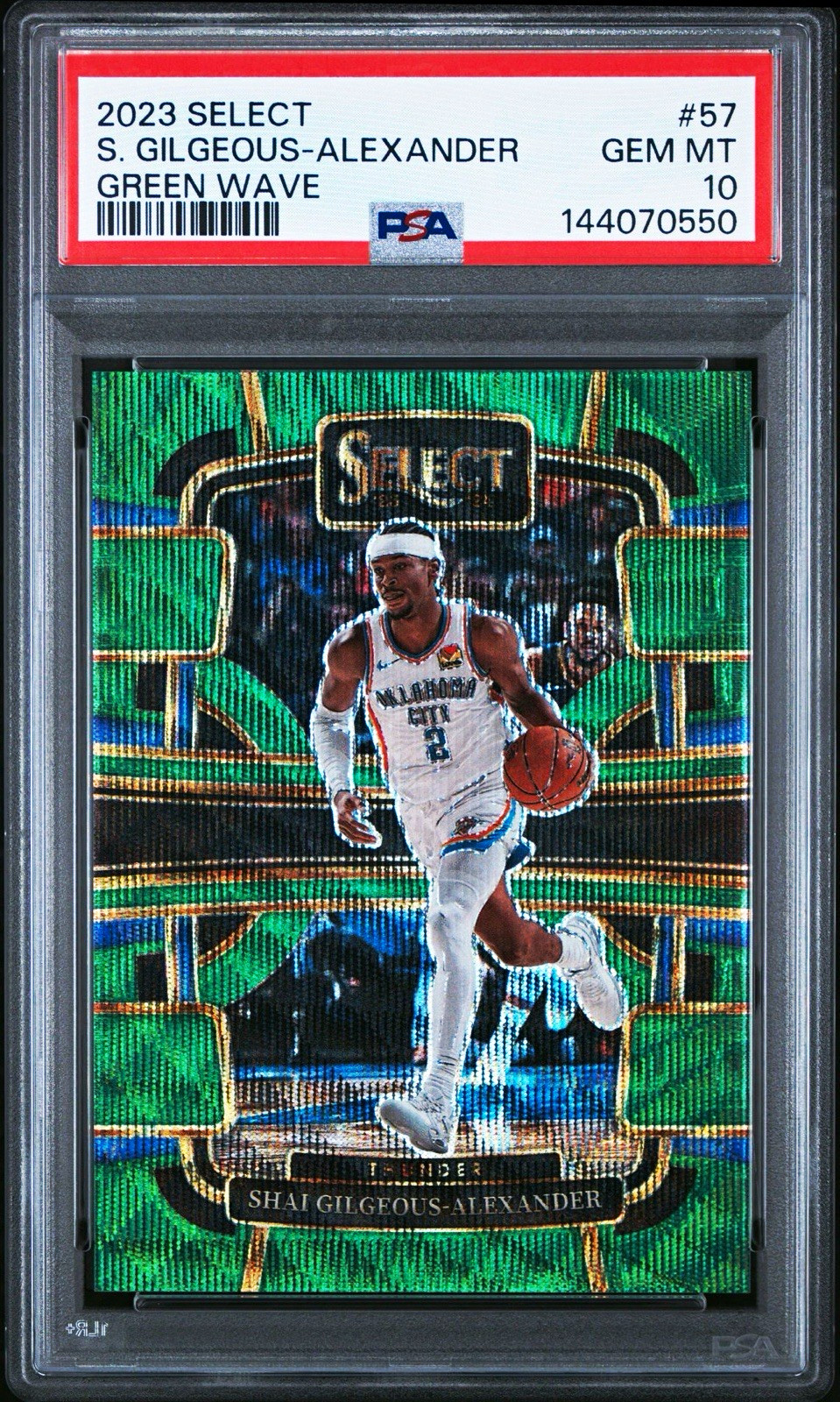 2023 Panini Select Shai Gilgeous-Alexander Concourse #57 Green Wave /50 PSA 10
