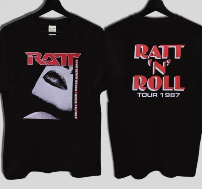 Ratt N Roll Tour 1987 Tour Concert short sleeve black color 2 side shirt