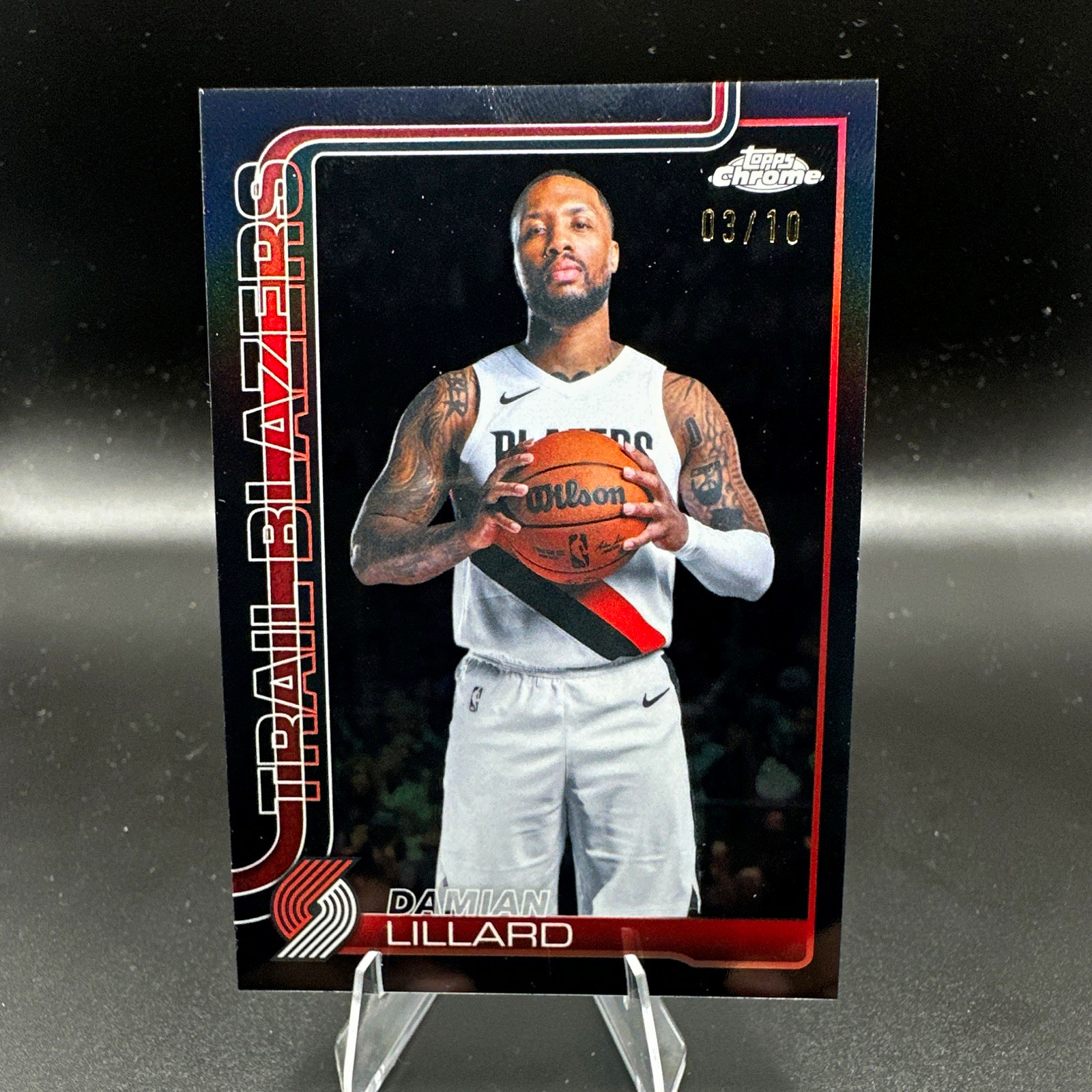 2025-26 Topps Chrome Update Trail Blazers Damian Lillard #46 Black Refractor /10