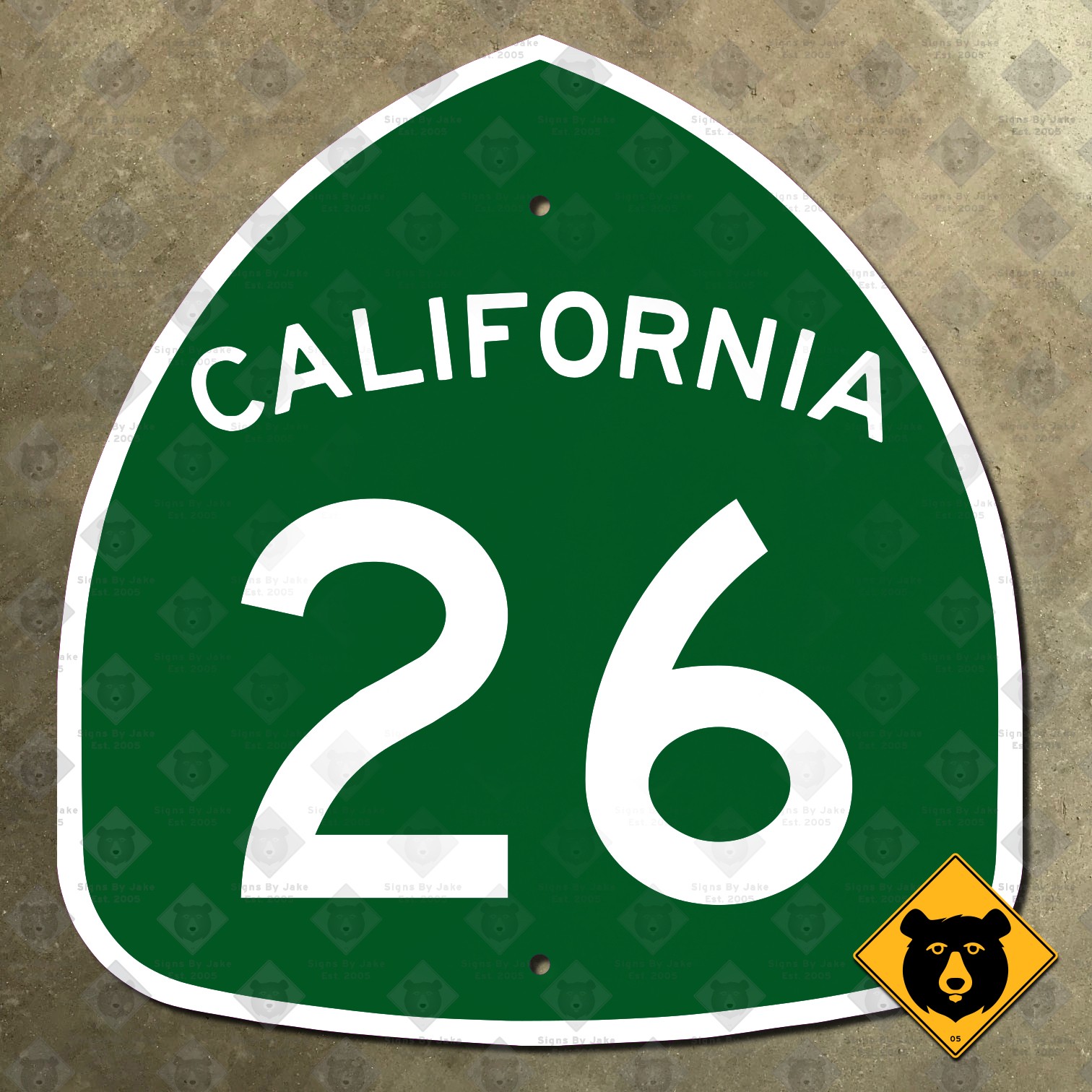 California State Route 26 highway marker road sign 1964 Valley Springs 11x12