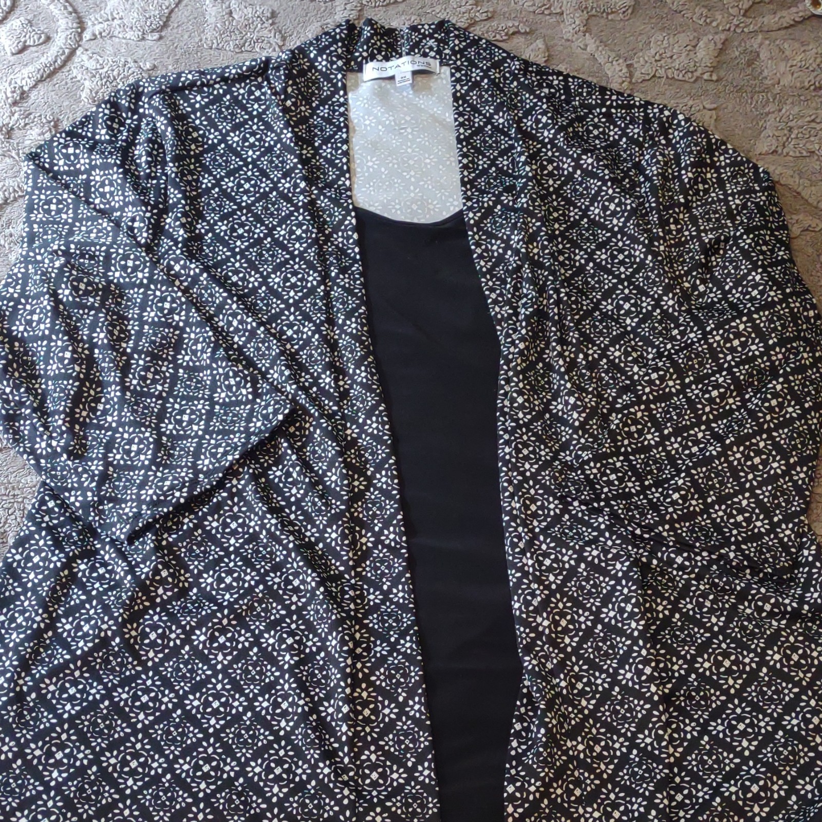 Plus sz 3x Women\'s Jacket Top with Attached Tank Black Gray & White Plus sz 3x Women\'s Jacket Top with Attached Tank Black Gray & White