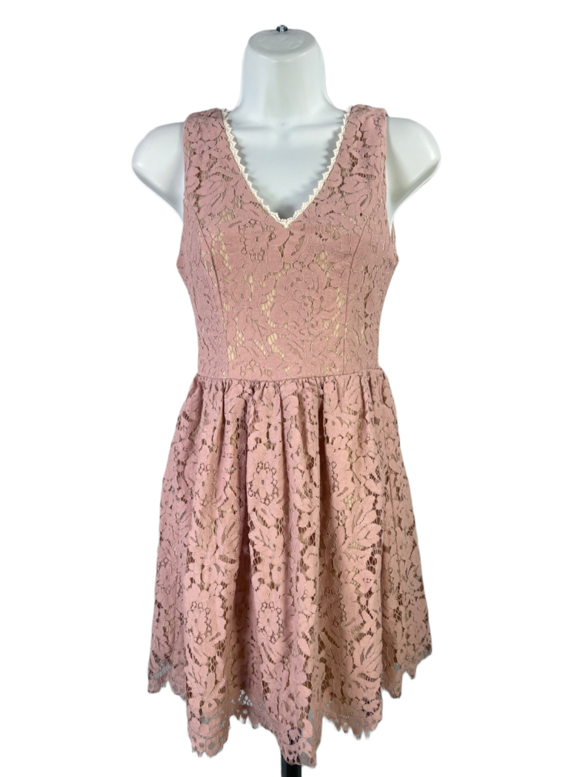 Altar\'d State Women\'s Pink Lace Lined Sleeveless A-Line Dress - XS