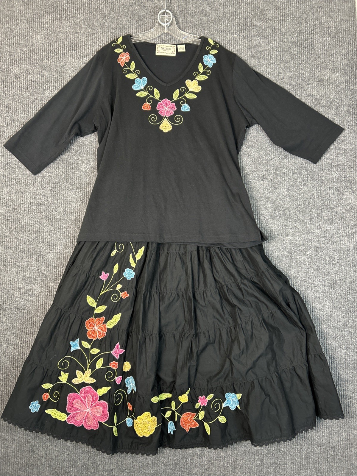 Vintage Tantrums Womens Skirt And Top Set Sz XL/XXL Floral Boho Hippie Artsy