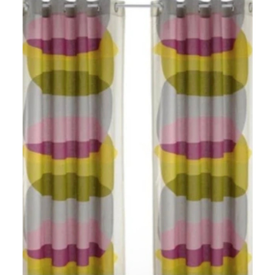 4-IKEA Malin Figur CurtainsGeometric Green Purple Panels set 57x98” Linen cotton