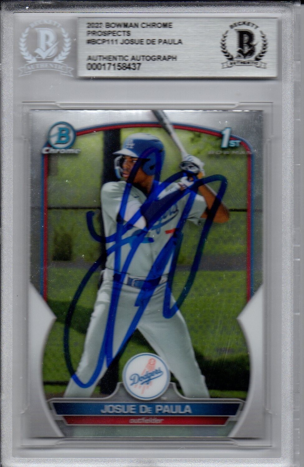 Josue De Paula Dodgers 2023 Bowman Chrome Autographed Signed Rookie Card Beckett Josue De Paula Dodgers 2023 Bowman Chrome Autographed Signed Rookie Card Beckett