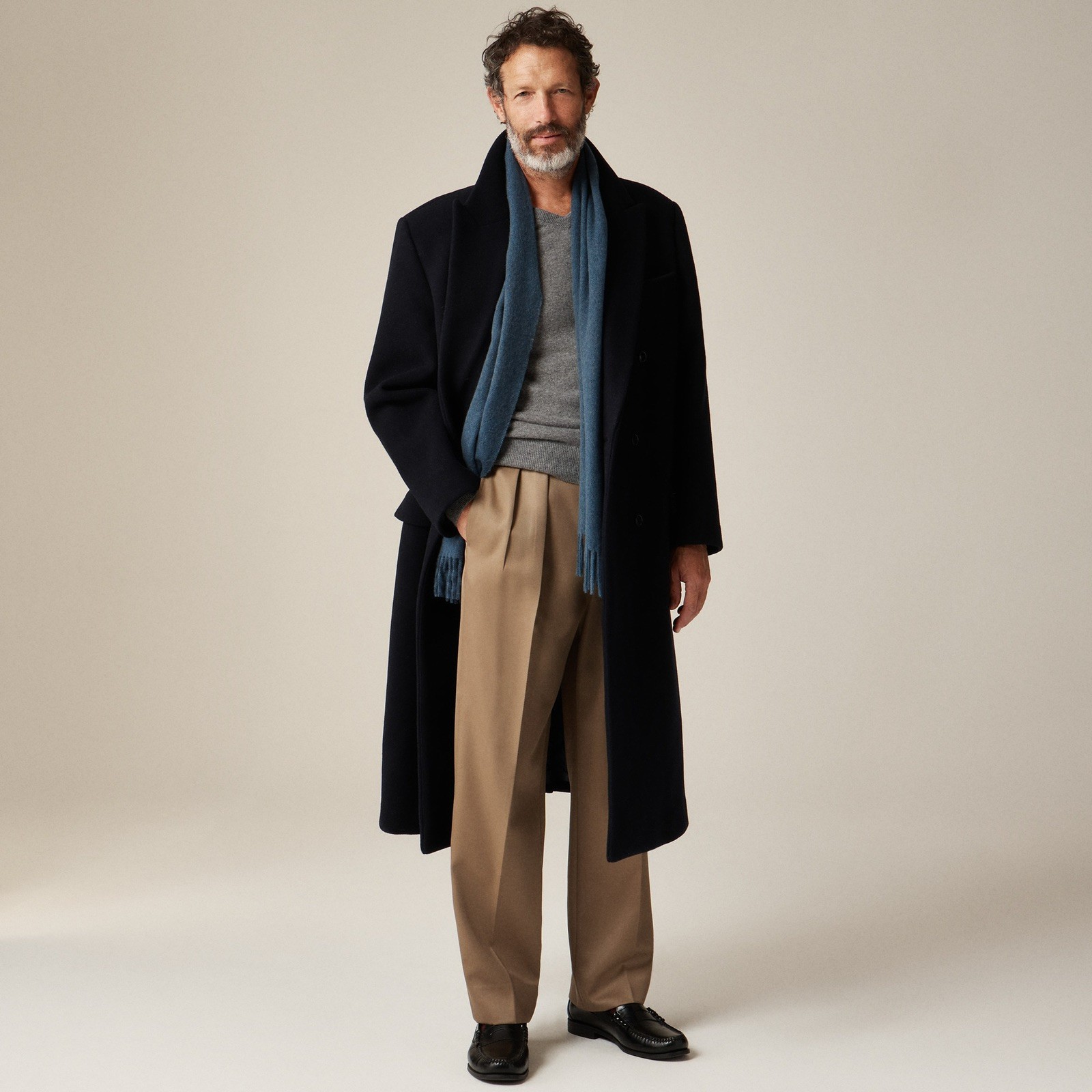 J. Crew Men’s New York Double-Breasted Overcoat Wool Melton black size Large J. Crew Men’s New York Double-Breasted Overcoat Wool Melton black size Large