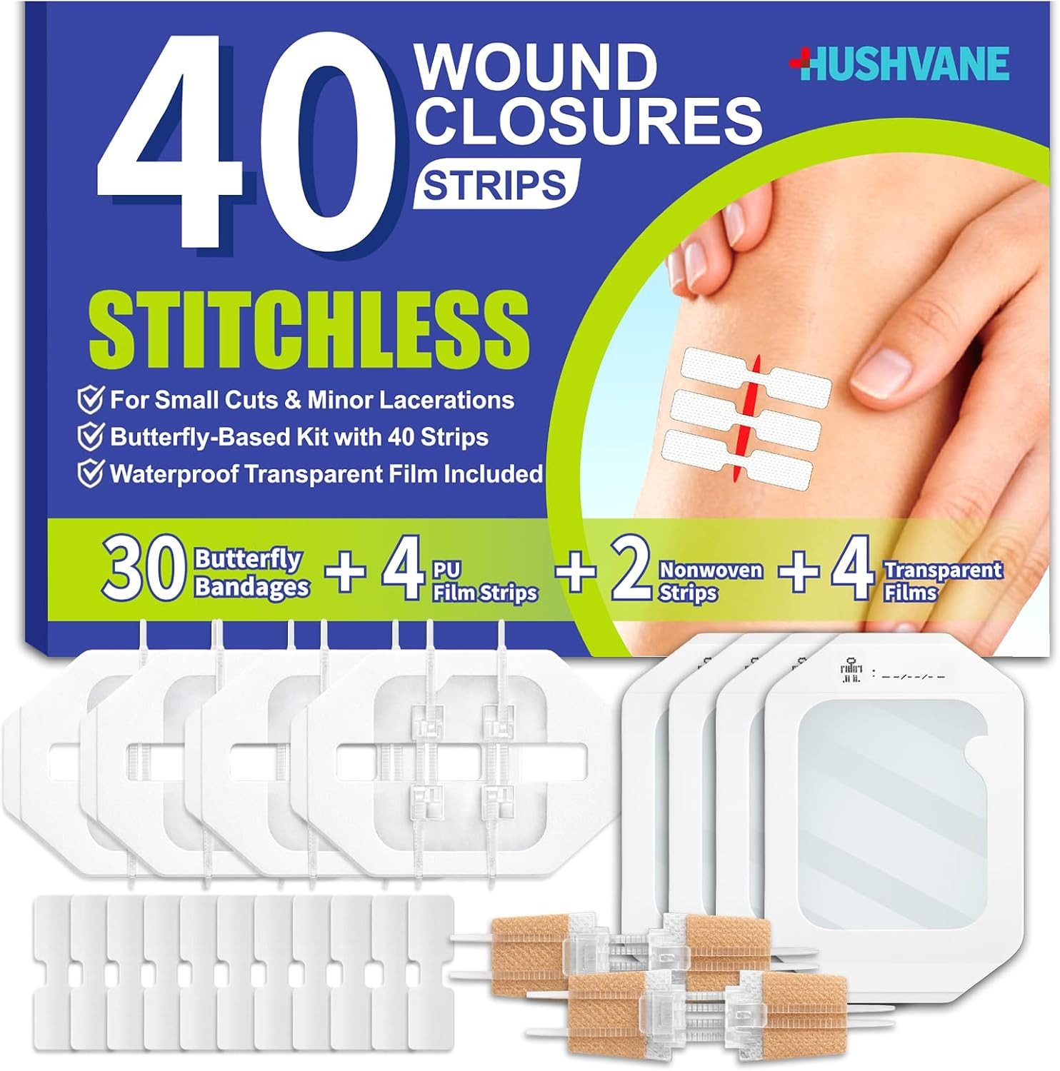 Wound Closure Device - 40 Pack Laceration Closure Kit Zip Stitch Sutures & Wound Wound Closure Device - 40 Pack Laceration Closure Kit Zip Stitch Sutures & Wound