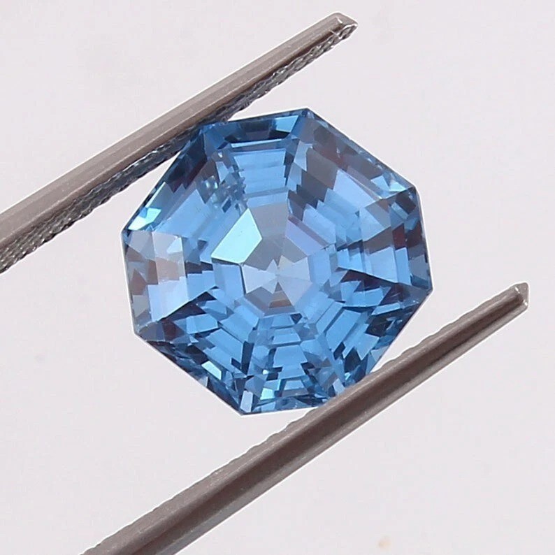 11 mm Flawless Swiss Blue Topaz Asscher And Ceylon Blue Sapphire Asscher Cut