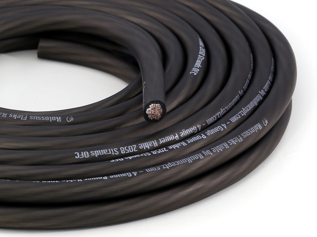 KnuKonceptz Kolossus Ultra Flex Battery Ground Wire 4 Gauge Black Cable OFC 20Ft