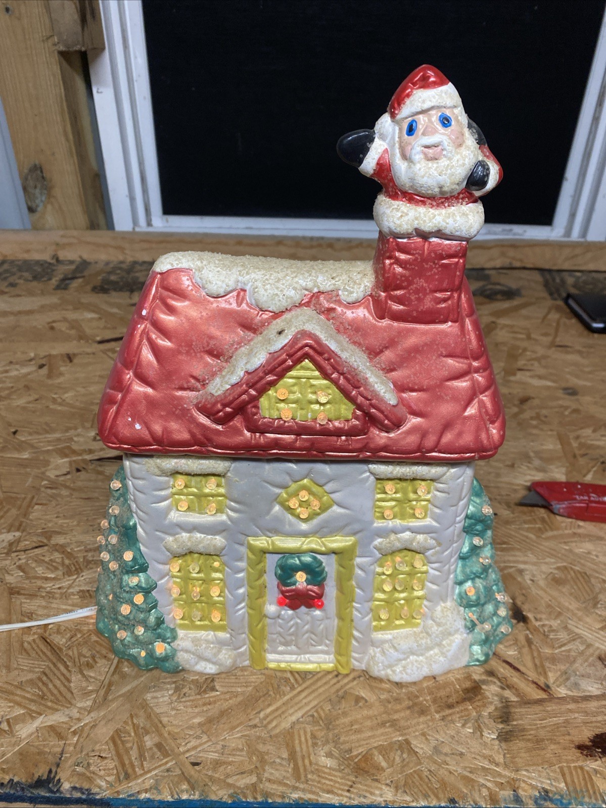 Vtg Rare 1985 Nowell Molds Ceramic Christmas Santa On Roof Top Tested/Works 14” Vtg Rare 1985 Nowell Molds Ceramic Christmas Santa On Roof Top Tested/Works 14”