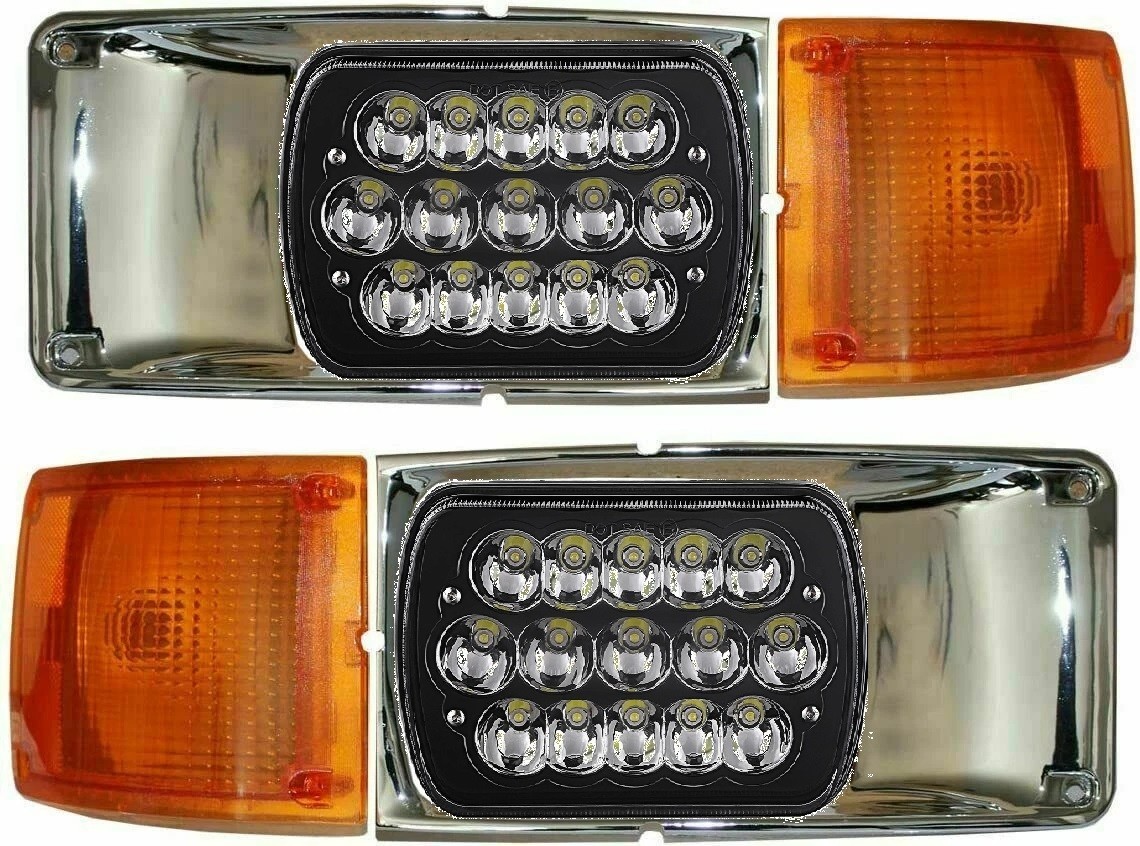 1997 1998 International 3800 4700 4800 BLACK LED HEADLIGHTS CORNER LAMP BEZEL