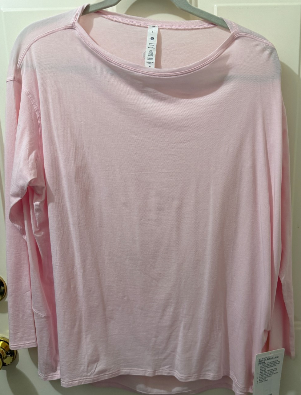 NWT lululemon Back in Action Pink Long sleeve size 8 NWT lululemon Back in Action Pink Long sleeve size 8