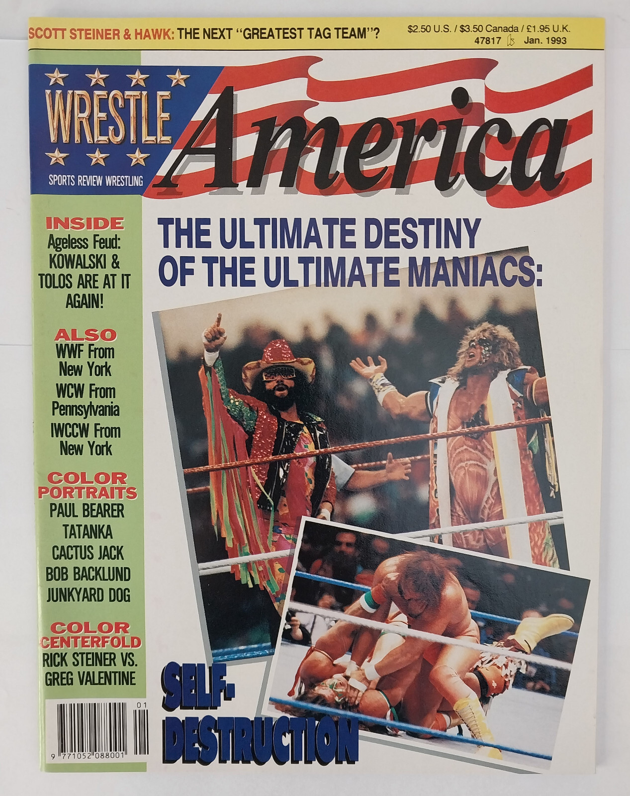 Wrestle America Magazine January 1993 Macho Man Ultimate Warrior Tatanka WWF PWI