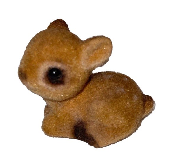 Cute Vintage Japan  Ceramic Fuzzy Flocked Miniature Figurine Deer