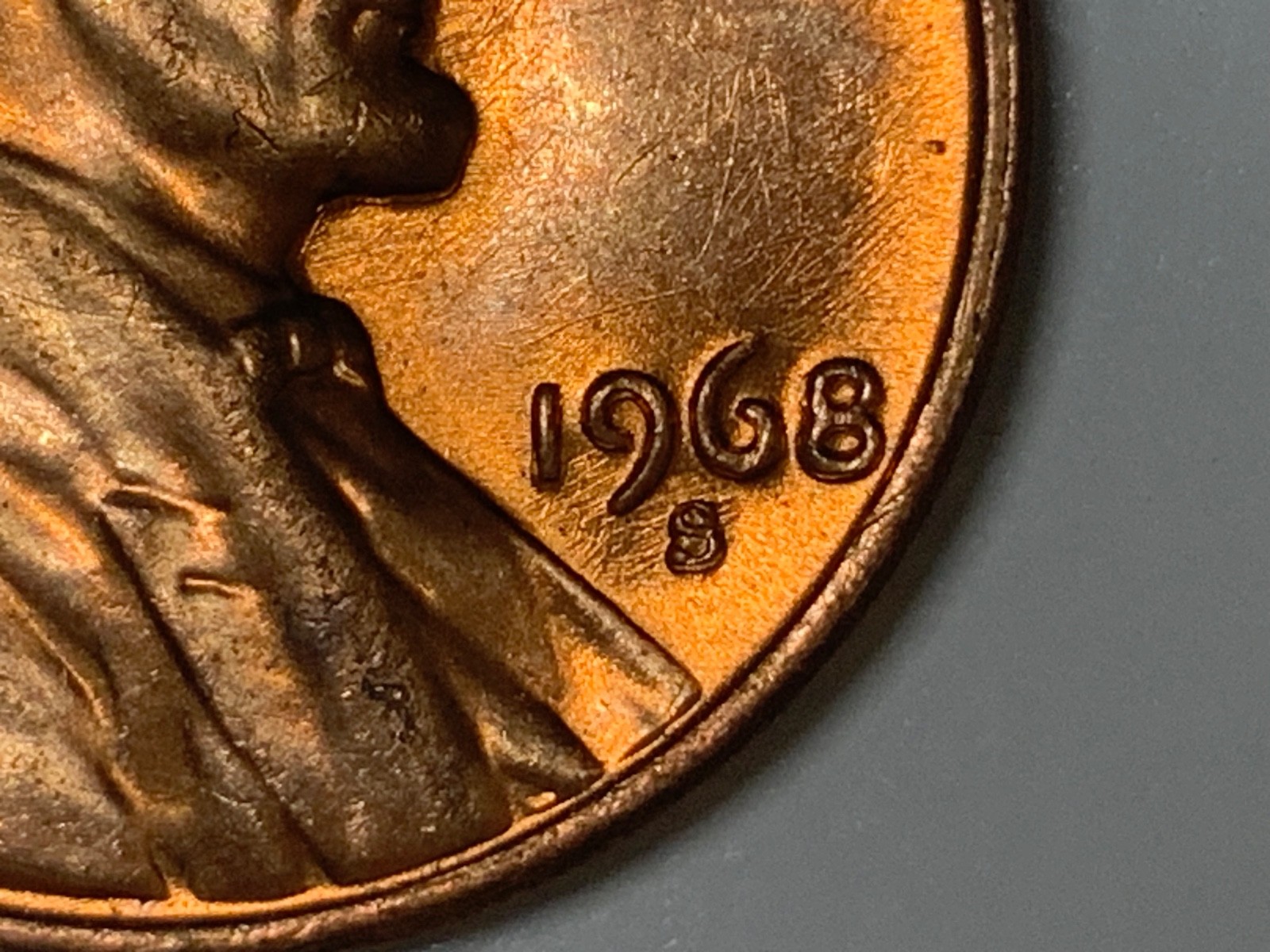 1968 S Lincoln Cent. Doubled die Obverse. 1968 S Lincoln Cent. Doubled die Obverse.