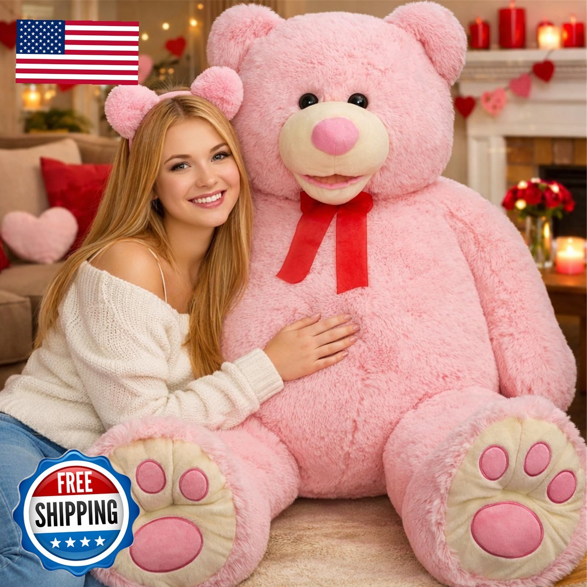 HollyHOME 5ft Giant Teddy Bear Stuffed Animal Huge Teddy Bear Plush Big HollyHOME 5ft Giant Teddy Bear Stuffed Animal Huge Teddy Bear Plush Big