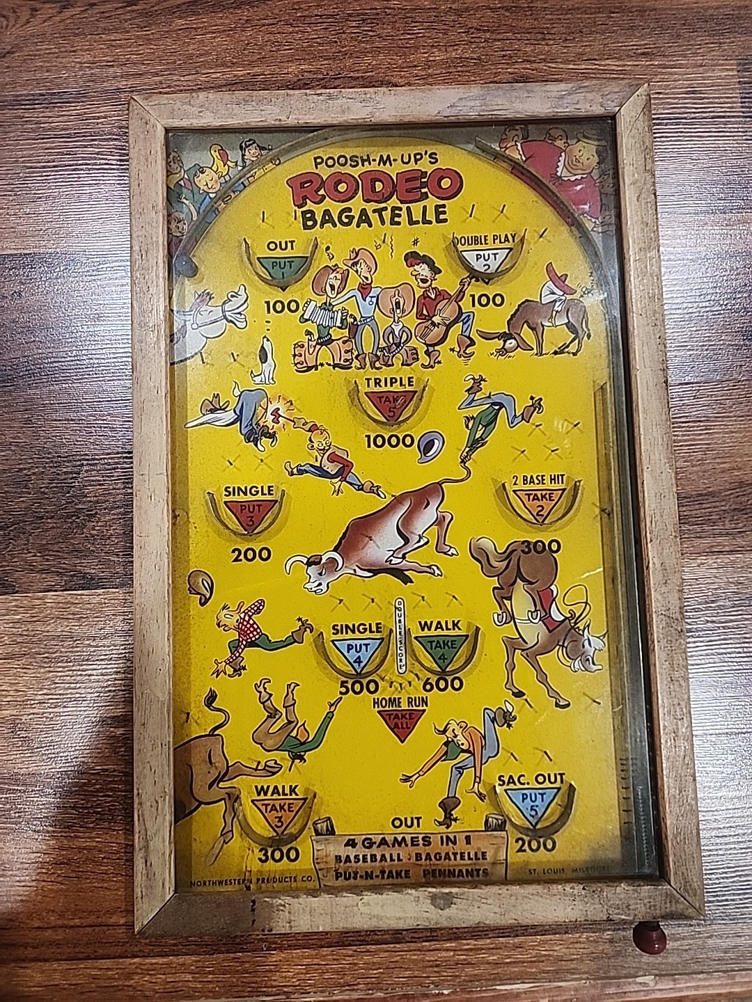 POOSH-M-UP’S RODEO BAGATELLE Vtg Pinball Game POOSH-M-UP’S RODEO BAGATELLE Vtg Pinball Game