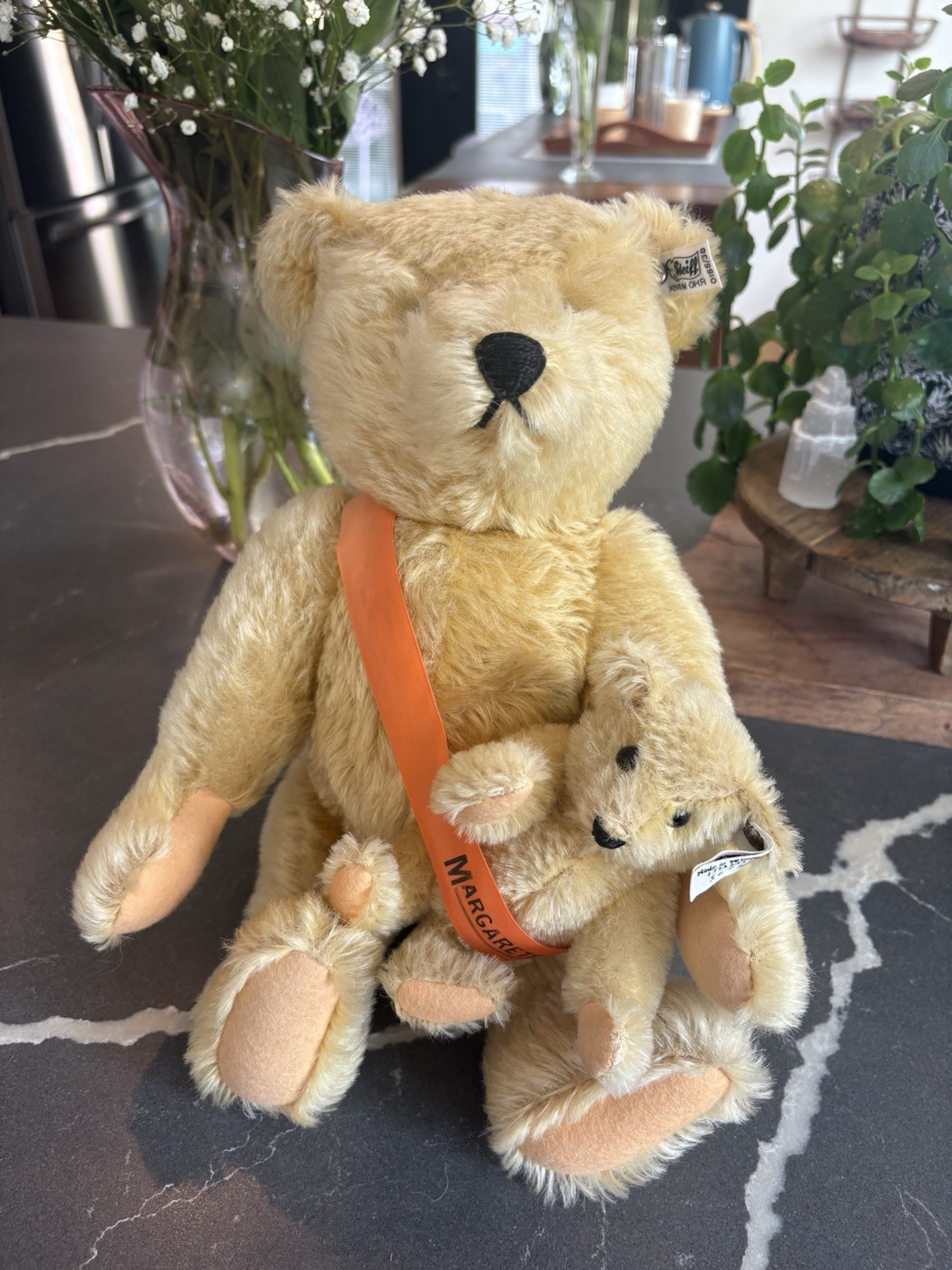 Vintage 1981 Steiff Mama Baby Teddy Bear Set 0155/38 Mohair Ltd Ed 3675