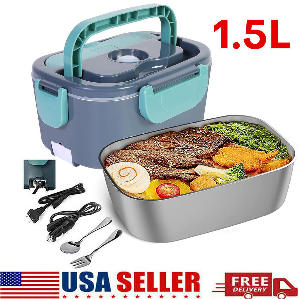 1.5L Electric Heating Lunch Box Portable for Car Office Food Warmer Container