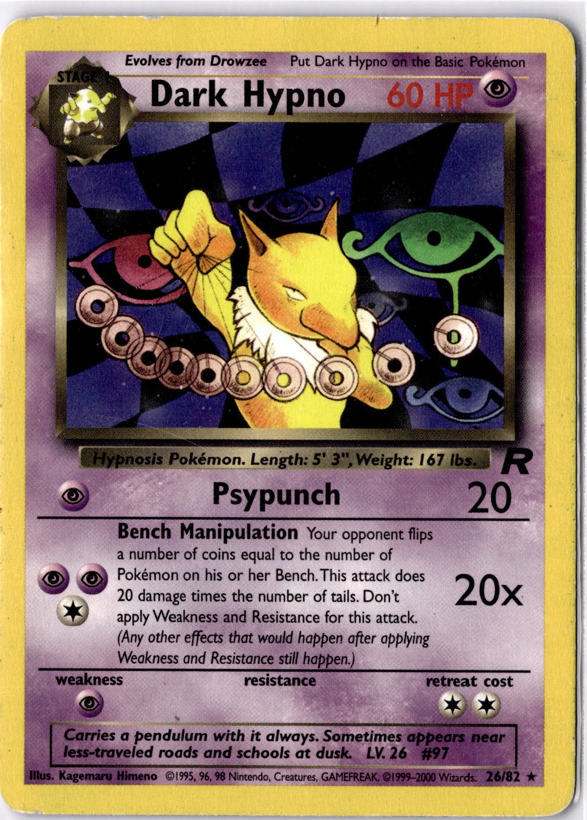 Dark Hypno 26/82 Unlimited Rare Team Rocket Pokemon MP