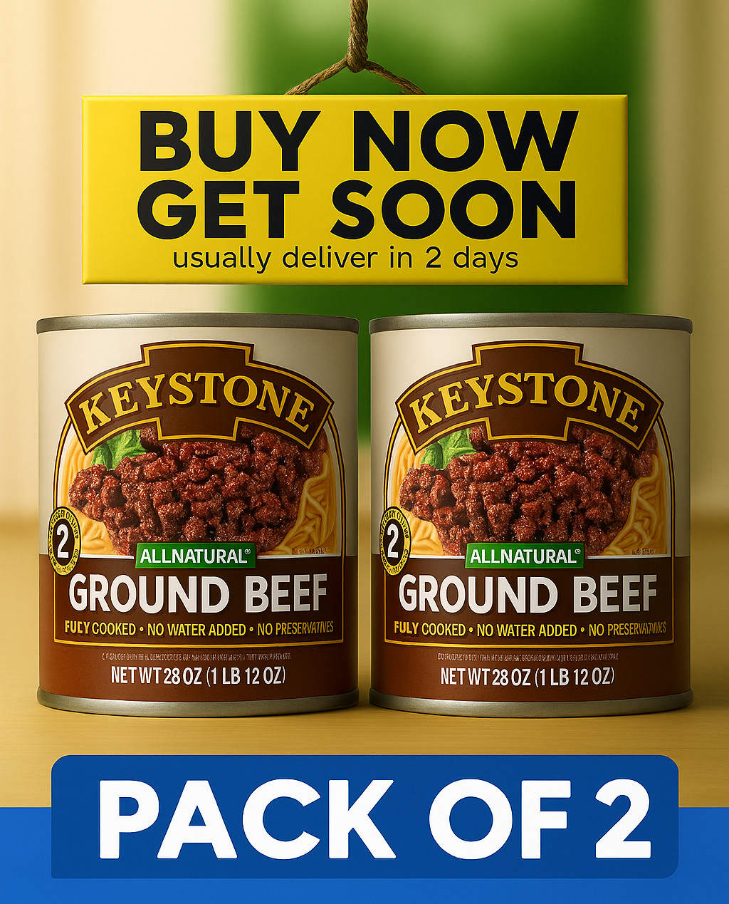 Keystone All Natural Ground Beef 28oz Can – 2 Pack Fully Cooked Premium Meat Keystone All Natural Ground Beef 28oz Can – 2 Pack Fully Cooked Premium Meat