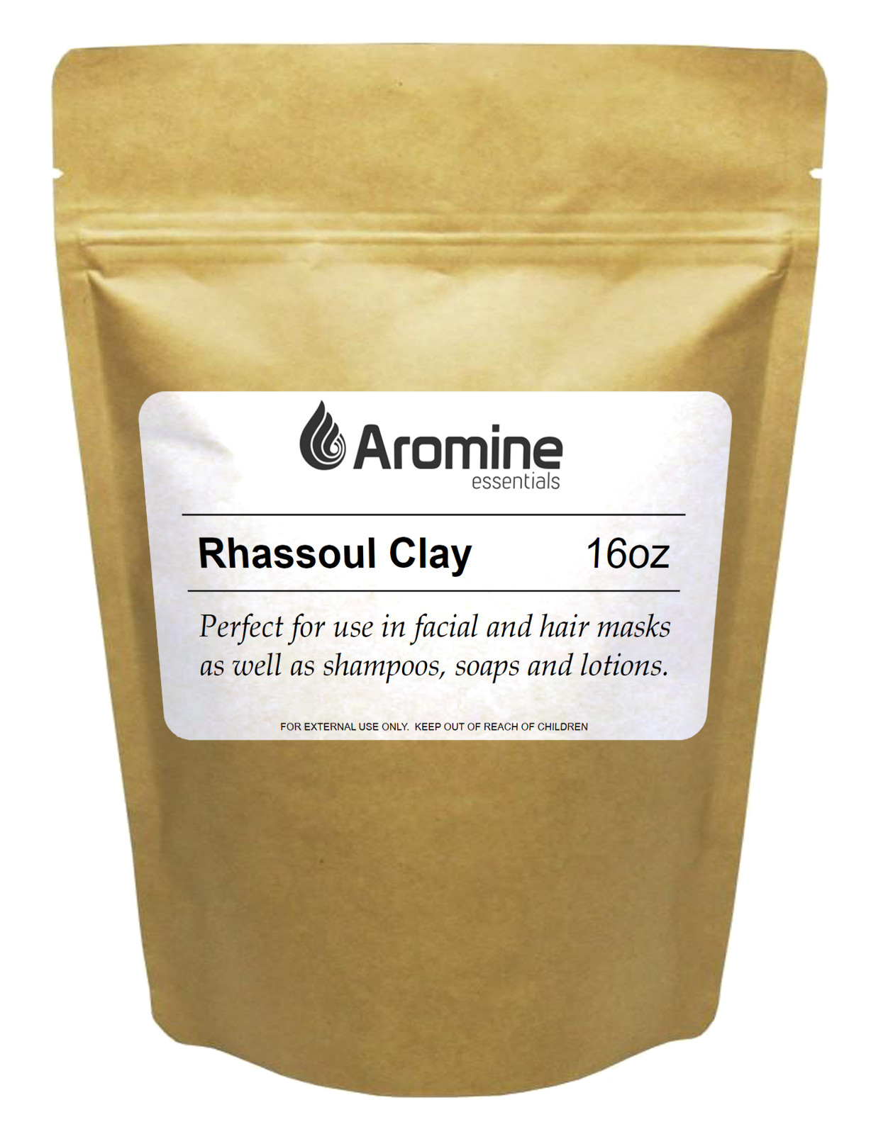 Aromine Rhassoul Clay Powder 16oz Resealable Bag