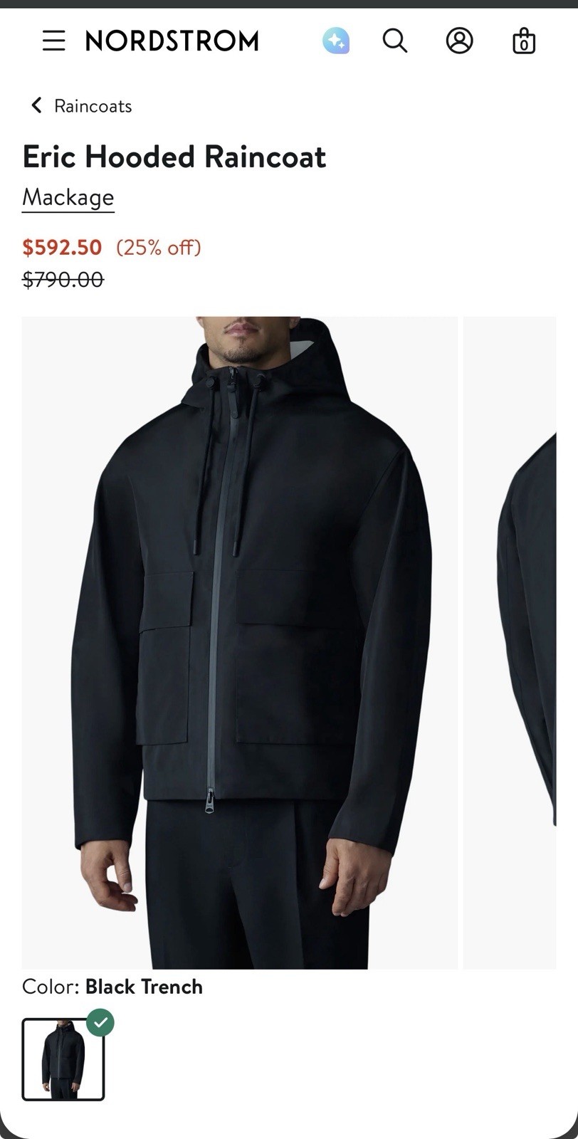 NWT Men’s MACKAGE Eric Raincoat Sz 44 (XL)
