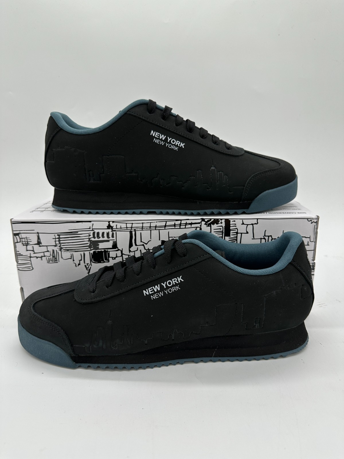 Puma Roma NYC New York Skyline Men\'s Size 11.5 Black Athletic Shoes 400841 01