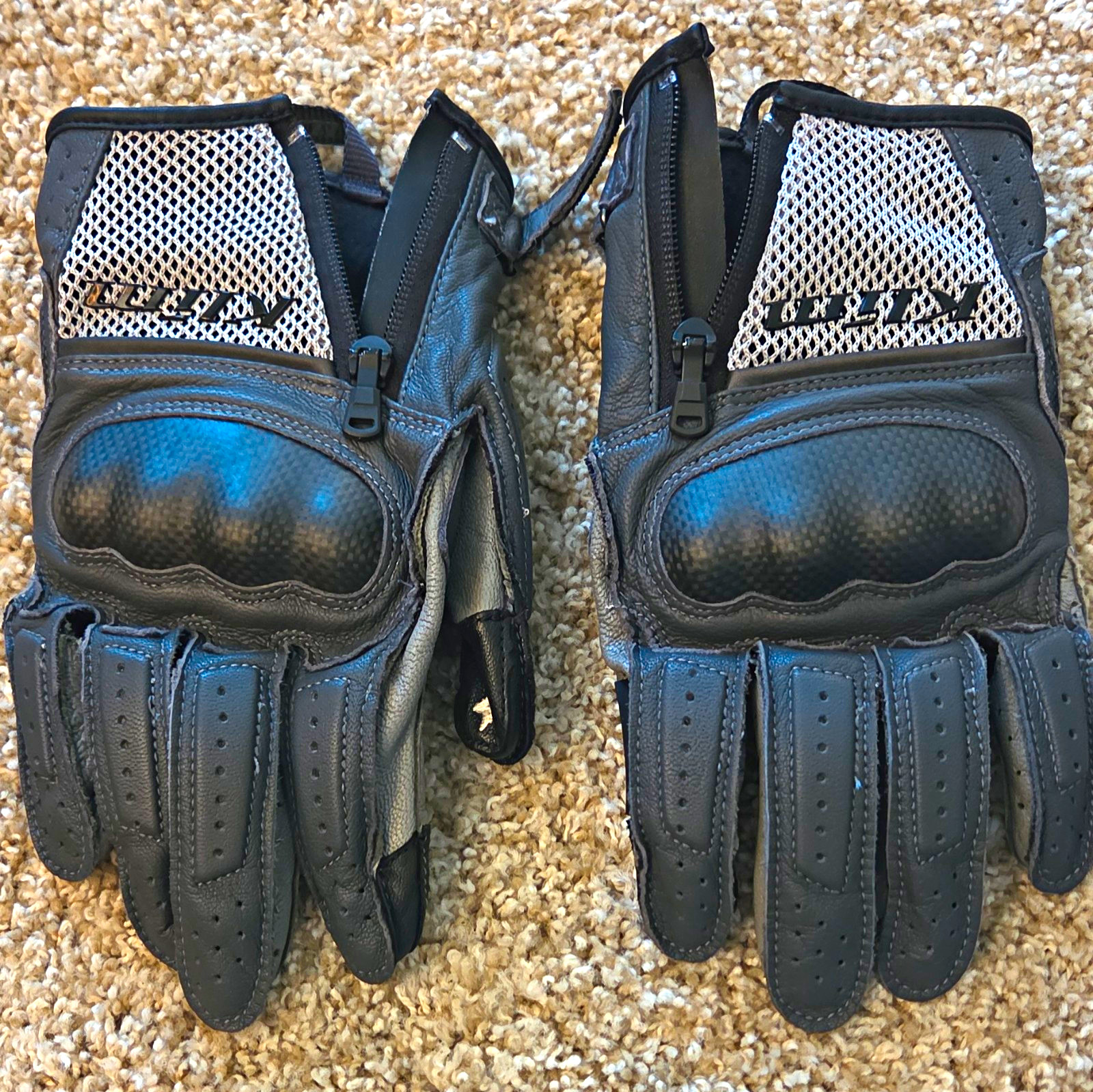 Klim Induction Vented Leather Gloves Mens Size L Grey And Black