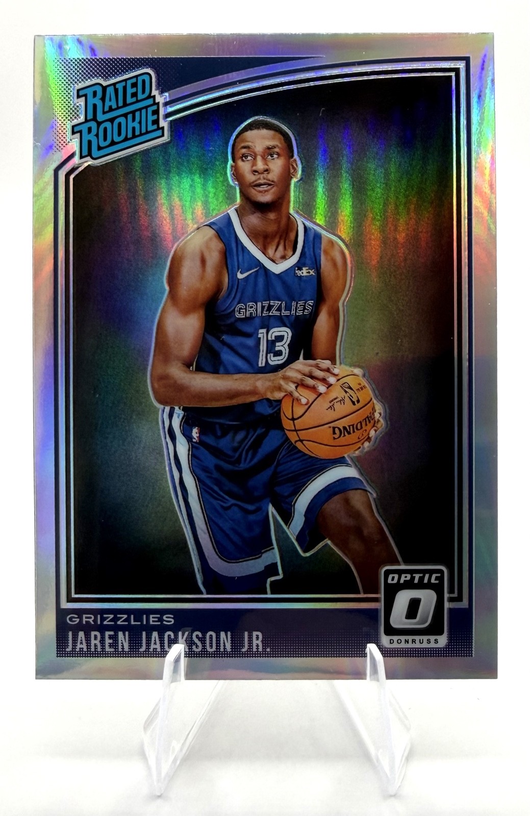 2018-19 Panini Donruss Optic JAREN JACKSON JR. Holo Prizm Rookie Card #188 2018-19 Panini Donruss Optic JAREN JACKSON JR. Holo Prizm Rookie Card #188
