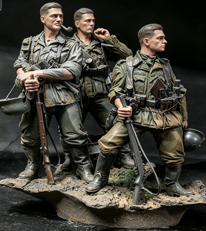 1/16 Resin WW2 German Infantry 3 Soldiers set unpainted unassembled