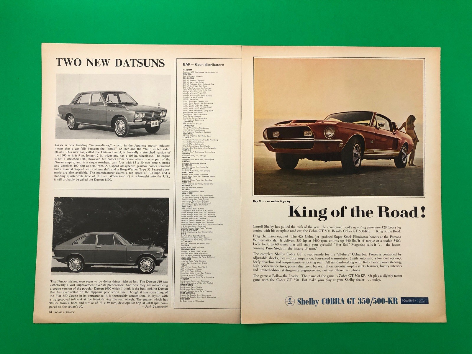 1968 SHELBY GT 350 500 500-KR KR VINTAGE ORIGINAL PRINT AD PRINTED ADVERTISEMENT 1968 SHELBY GT 350 500 500-KR KR VINTAGE ORIGINAL PRINT AD PRINTED ADVERTISEMENT