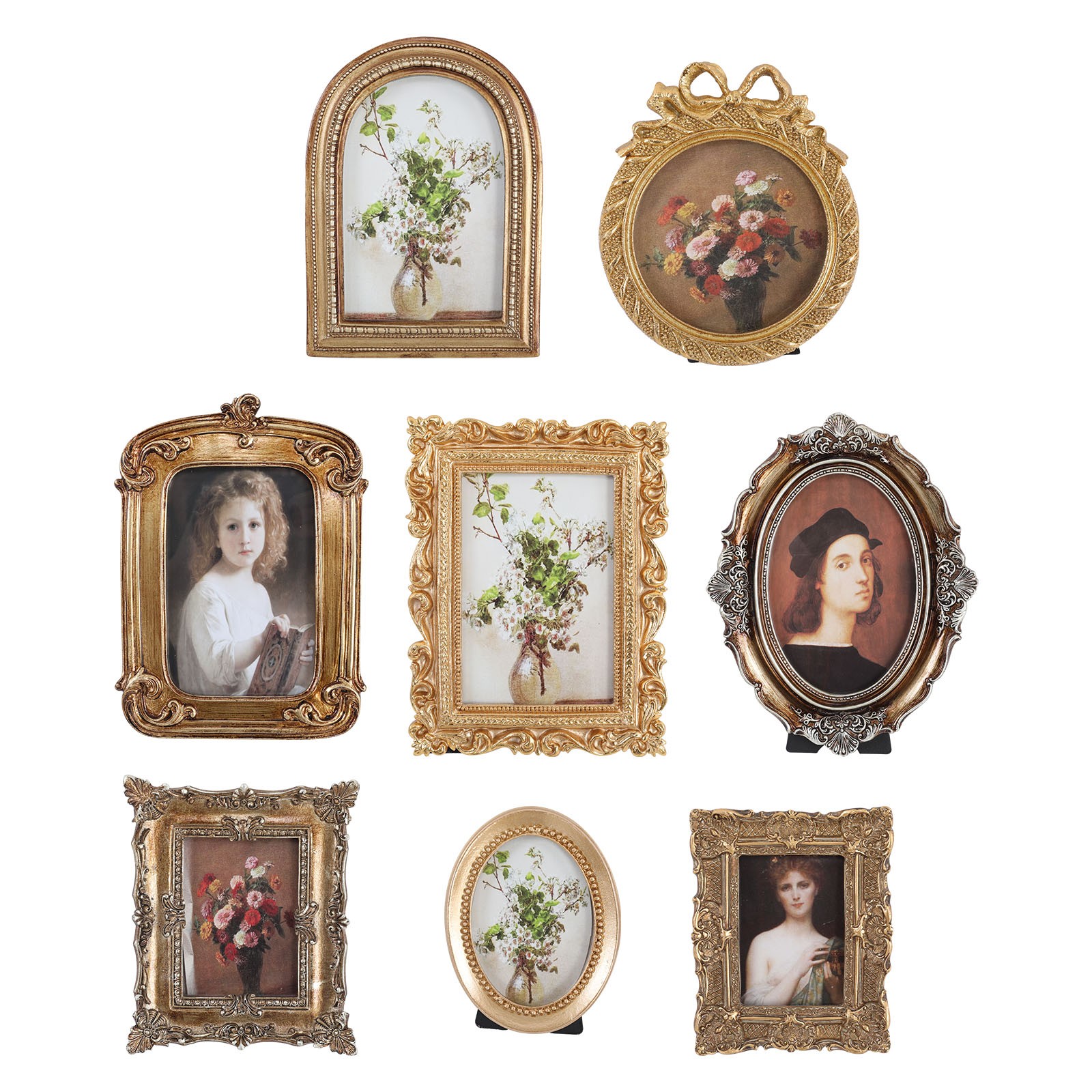 6 Pcs Vintage Picture Frames Ornate Antique Picture Frame for Tabletop & Wall