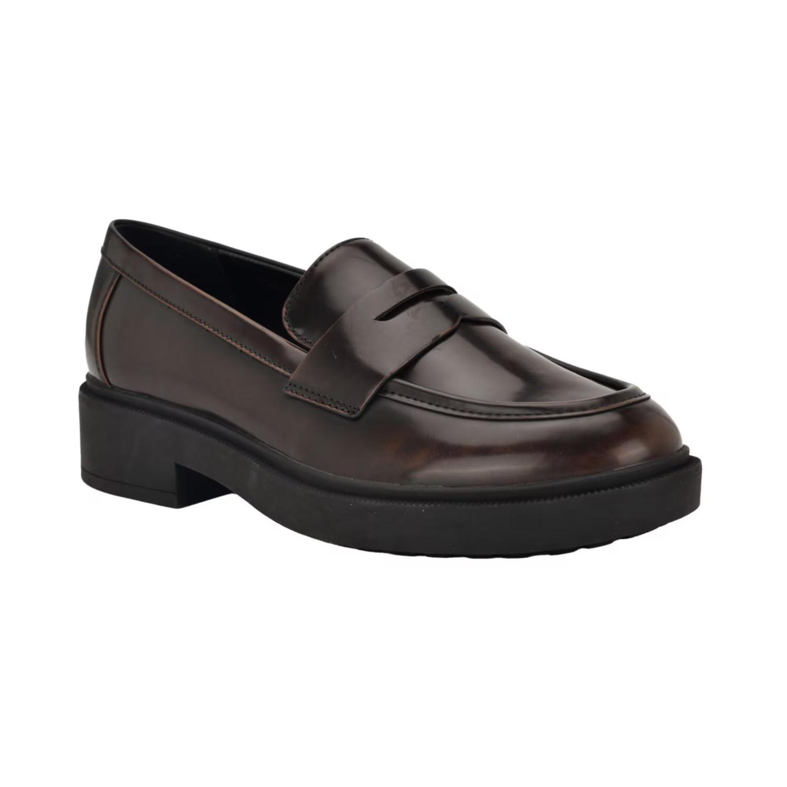 Women\'s Calvin Klein Otinya Almond Toe Penny Loafers Dark Brown