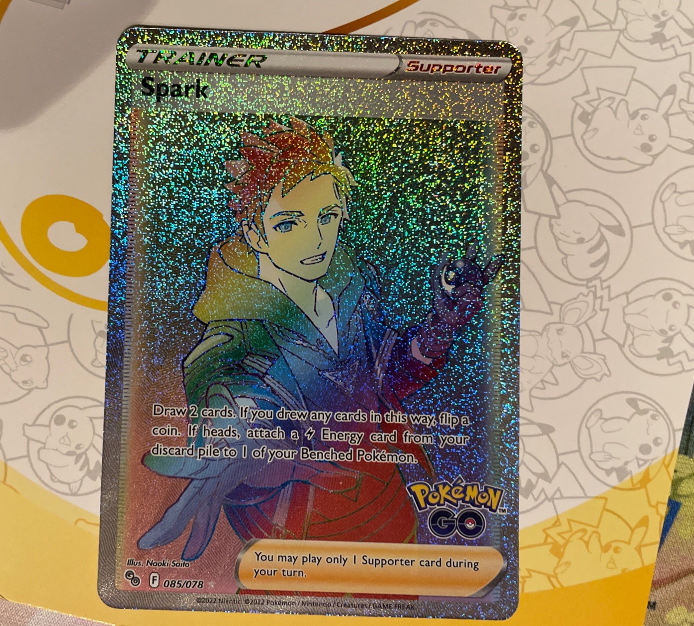 Spark 085/078 Rainbow Rare Pokemon GO Pokemon Holo Near Mint