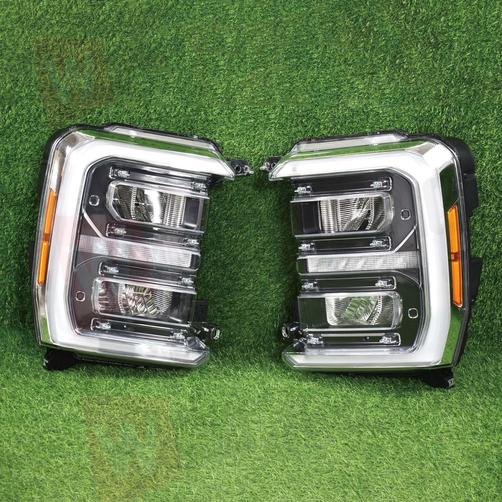For 2023-2025 Ford F250 Superduty Black Trim LED Reflector Headlights Headlamps
