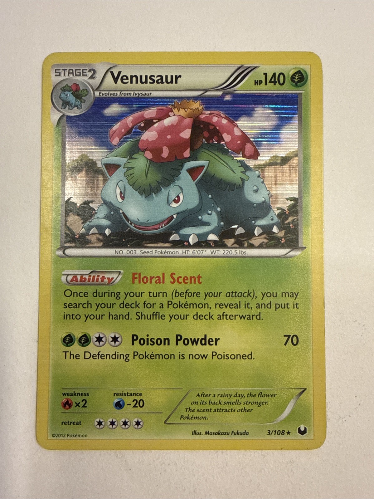 Venusaur 3/108 Holo Rare 2012 Pokemon Dark Explorers Card MP