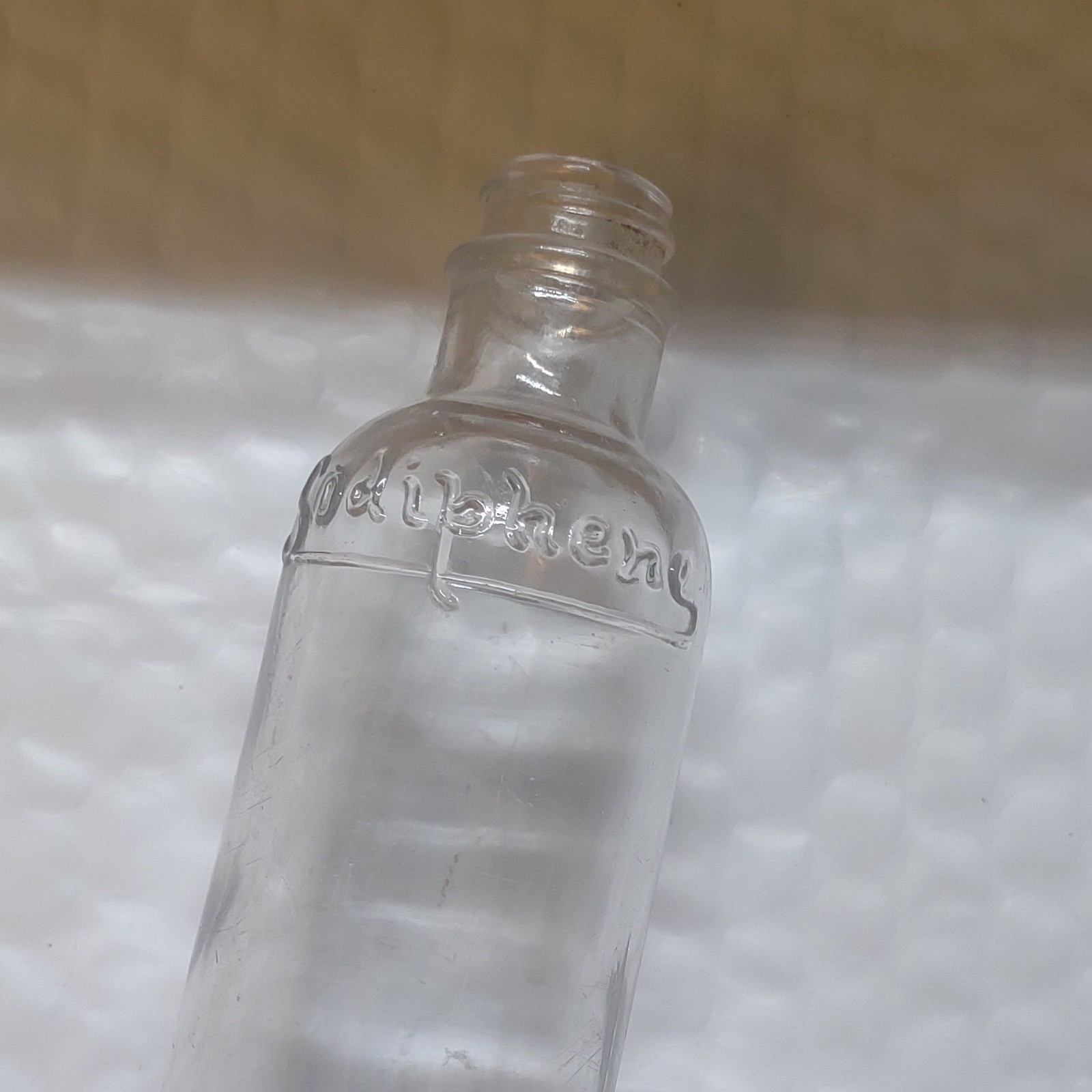 Vintage Sodiphene Clear Glass Bottle 