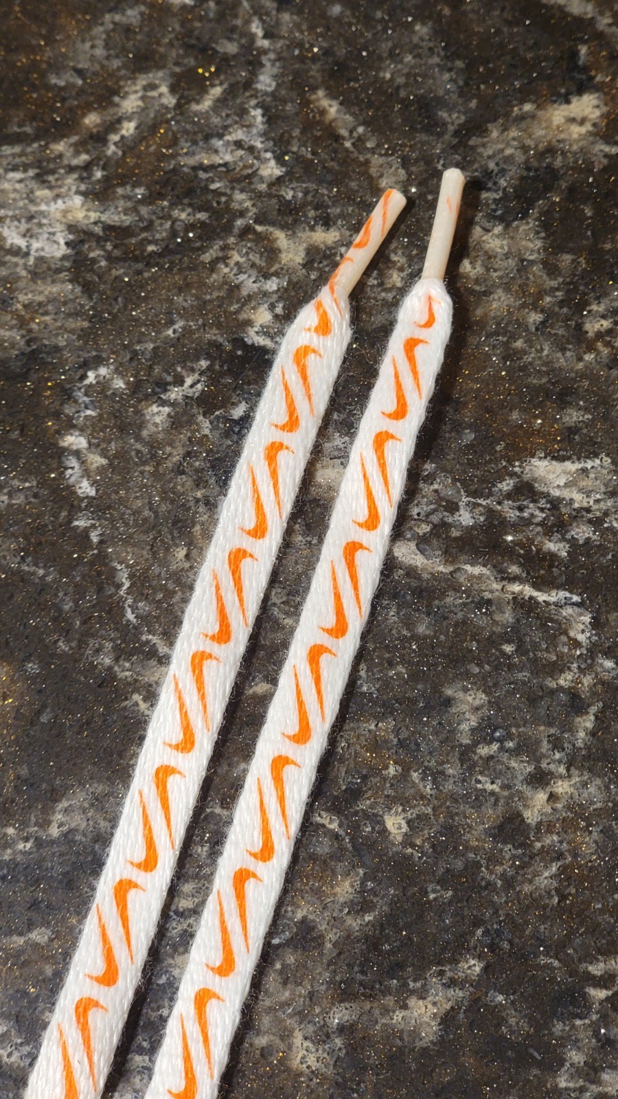 RARE Vintage 1980\'s Nike Swoosh Shoe Laces Pair w/ Orange Logos 40\