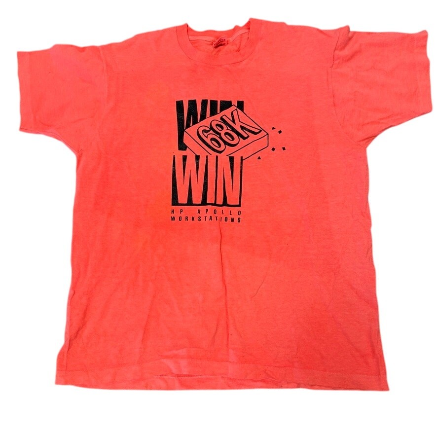 True Vintage 80s HP Apollo Workstations Neon Pink T-Shirt Single Stitch XL DS