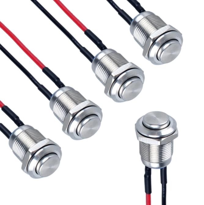 5-Pcs 12 mm Momentary Push Button Switch Waterproof Push Button Switch Round 5-Pcs 12 mm Momentary Push Button Switch Waterproof Push Button Switch Round