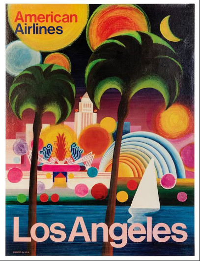 Vintage California American Airline Travel Advertisement Poster