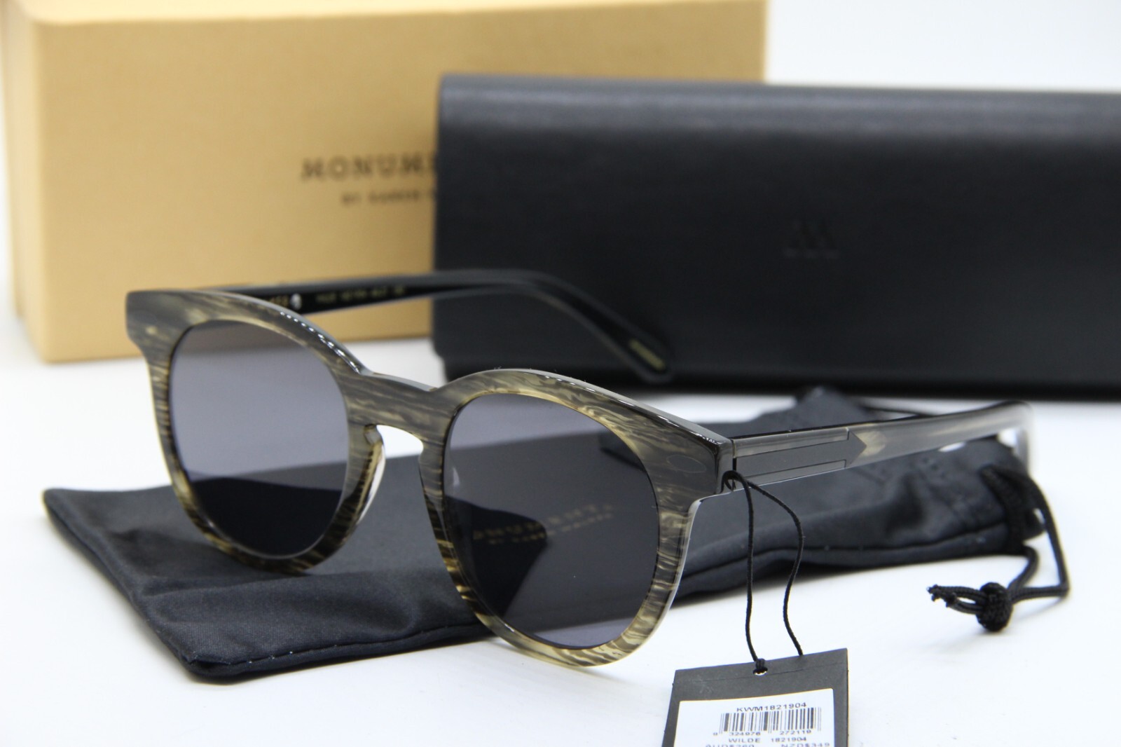 NEW MONUMENTAL BY KAREN WALKER WILDE 1821904 BLACK AUTHENTIC SUNGLASSES 48-21
