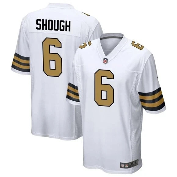 NWT Men\'s Saints #6 Tyler Shough Gold/Black/White Limited Stitched Player-Jersey