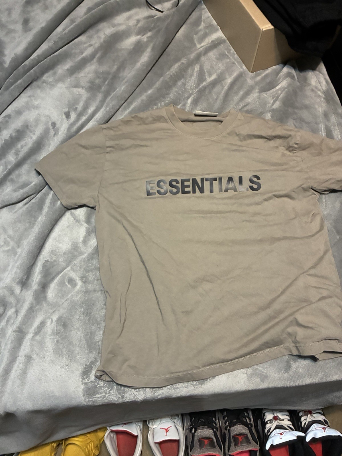 Essentials Fear of God Beige Logo Graphic Crew Neck Short Sleeve Tee Men S Essentials Fear of God Beige Logo Graphic Crew Neck Short Sleeve Tee Men S