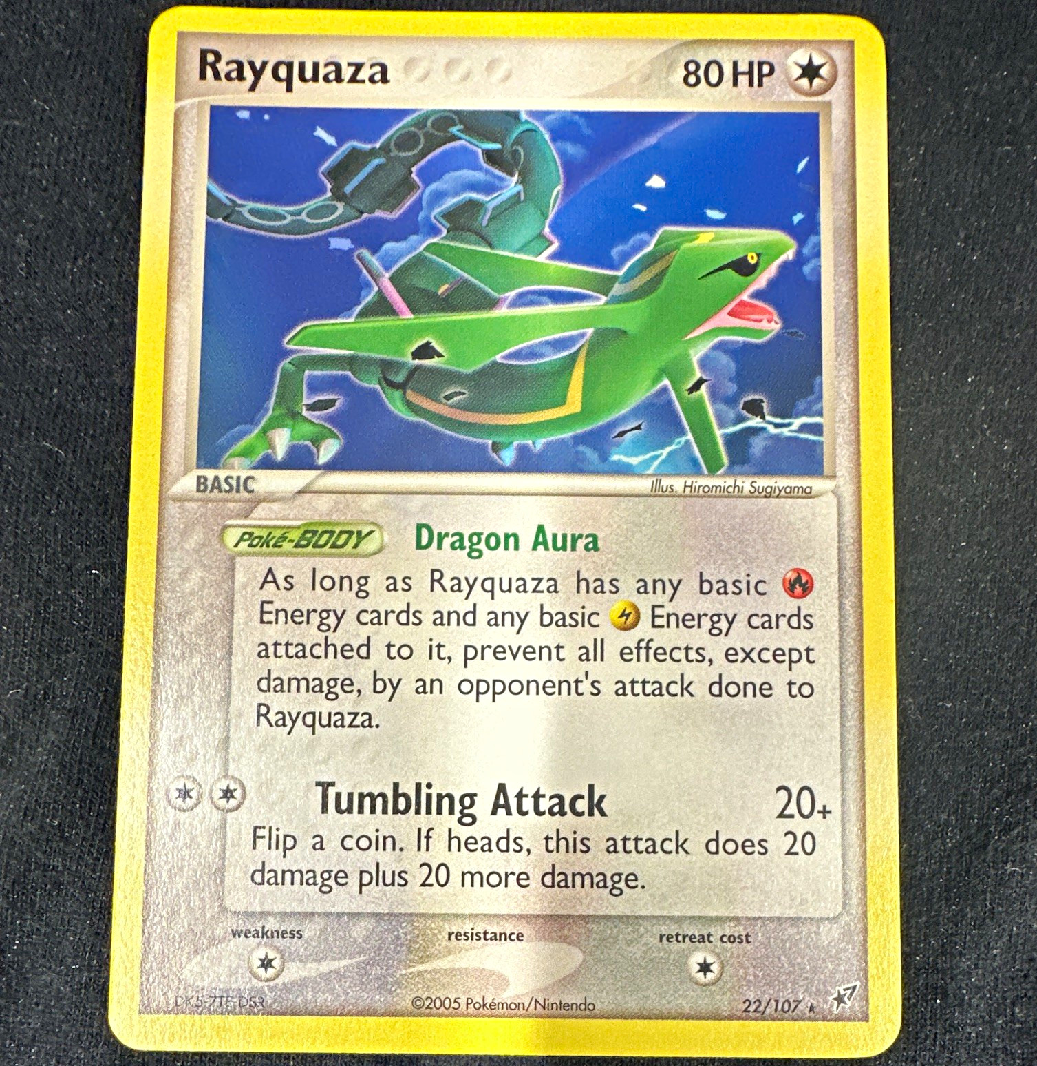 Pokemon Rayquaza 22/107 EX Deoxys Rare English 80 HP 2005