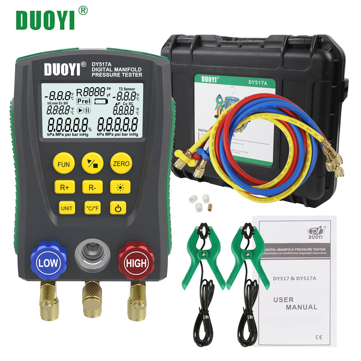 Professional Refrigeration Manifold Gauge Set Digital Gauges HVAC System Tester