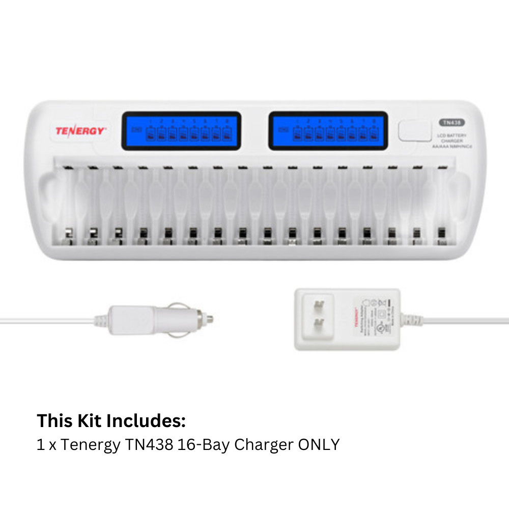Tenergy TN438 AA AAA 16 Bay NiMH Battery Charger with Battery Options LOT