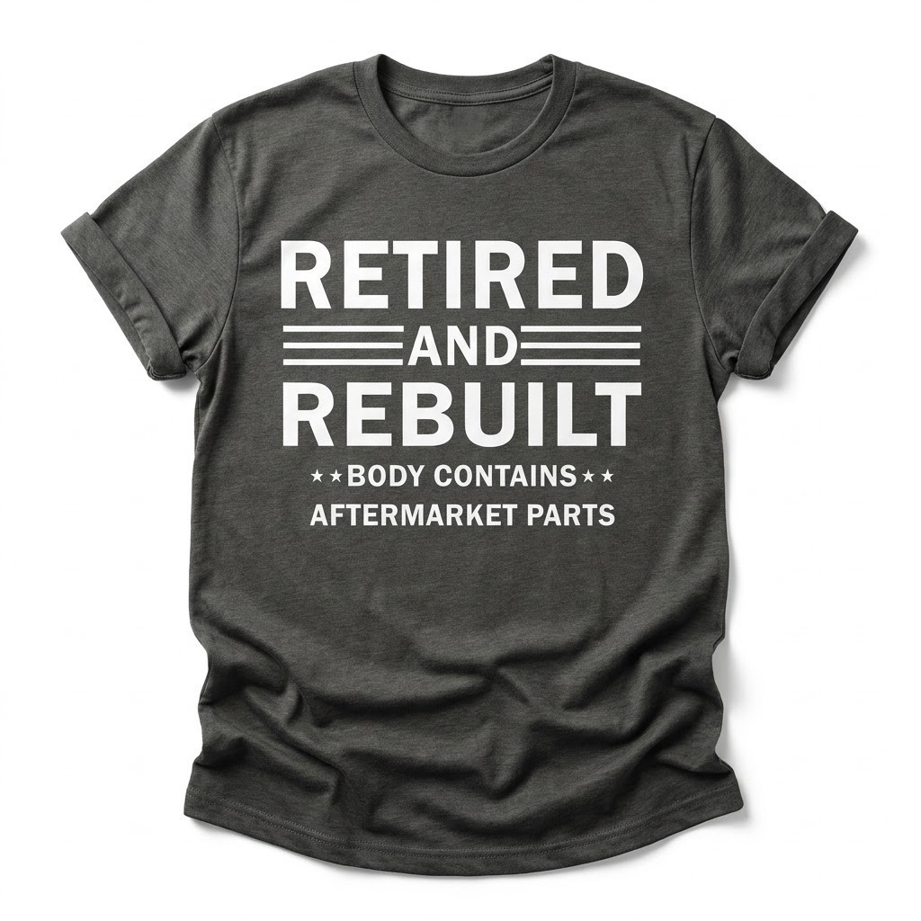 Vintage Retired And Rebuilt Funny T-Shirt Body Contains Aftermarket Unisex Tee